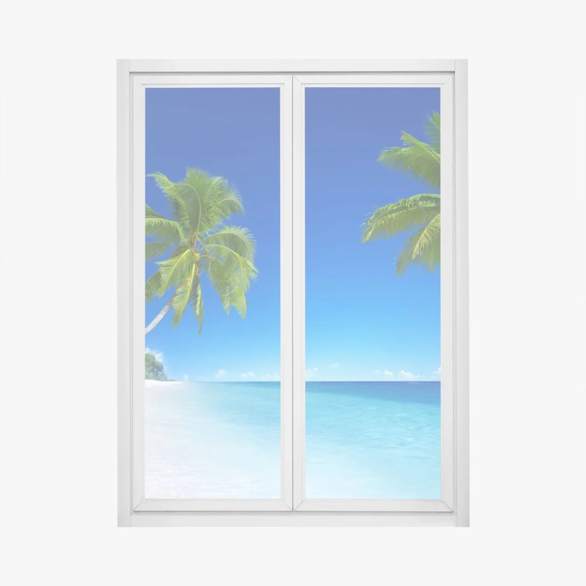 Window decal tropical beach paradise with palm trees • Wallissimo® Window decal tropical beach paradise with palm trees • Wallissimo®