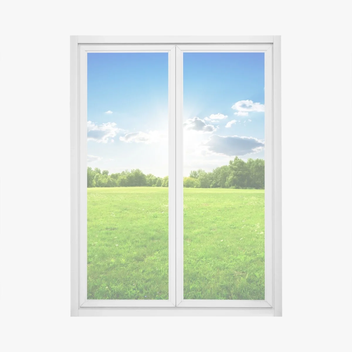 Window decal sunlit green meadow landscape • Wallissimo® Window decal sunlit green meadow landscape • Wallissimo®