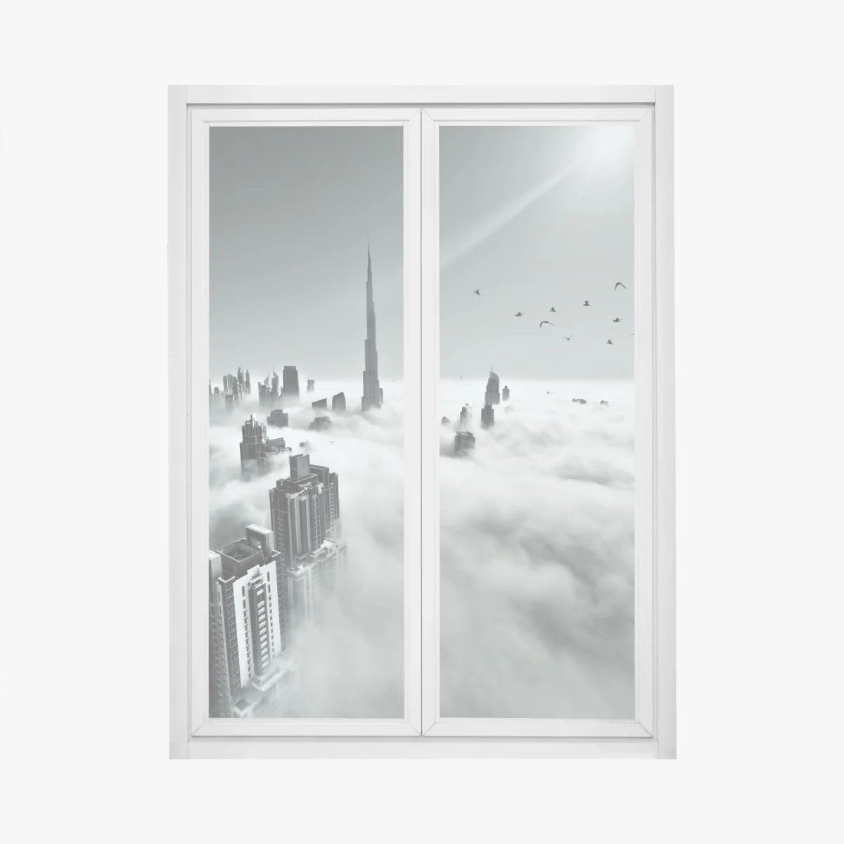 Window decal misty Dubai skyline above the clouds • Wallissimo® Window decal misty Dubai skyline above the clouds • Wallissimo®