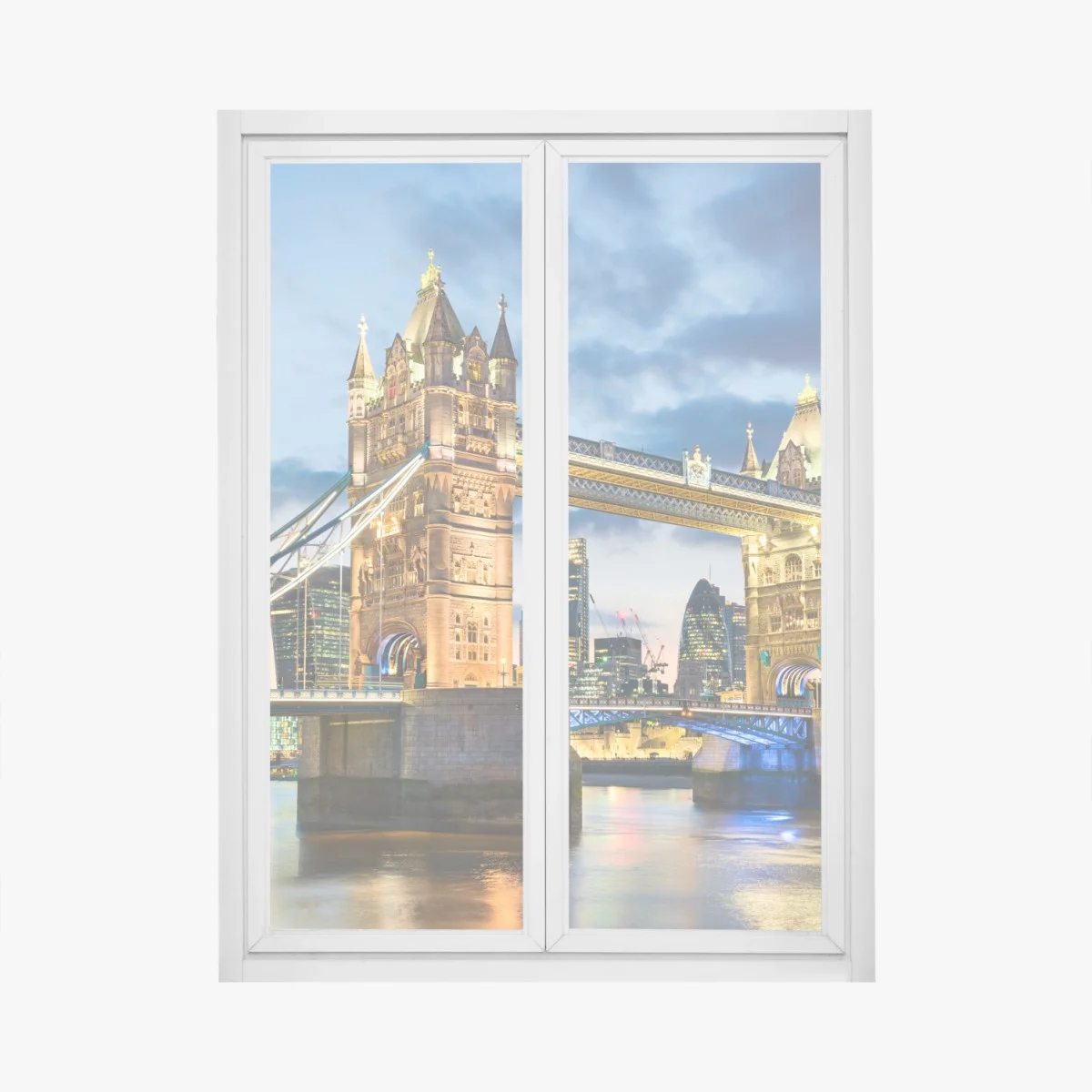 Window decal Tower Bridge at dusk, London skyline • Wallissimo® Window decal Tower Bridge at dusk, London skyline • Wallissimo®