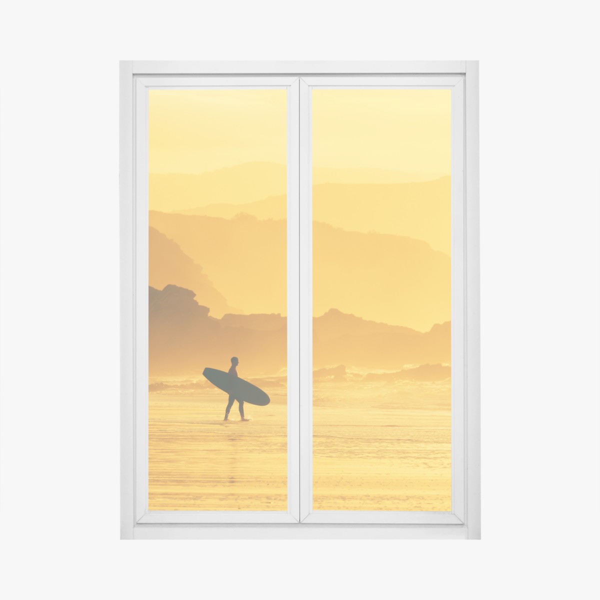 Window decal surfer at golden sunset • Wallissimo® Window decal surfer at golden sunset • Wallissimo®