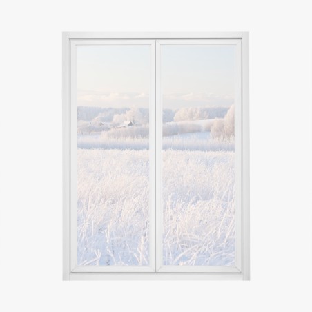 Window decal frosted winter meadow at dawn • Wallissimo®