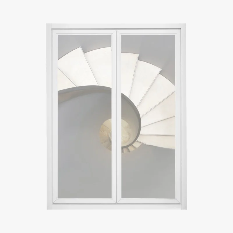 Window decal spiral staircase abstract composition