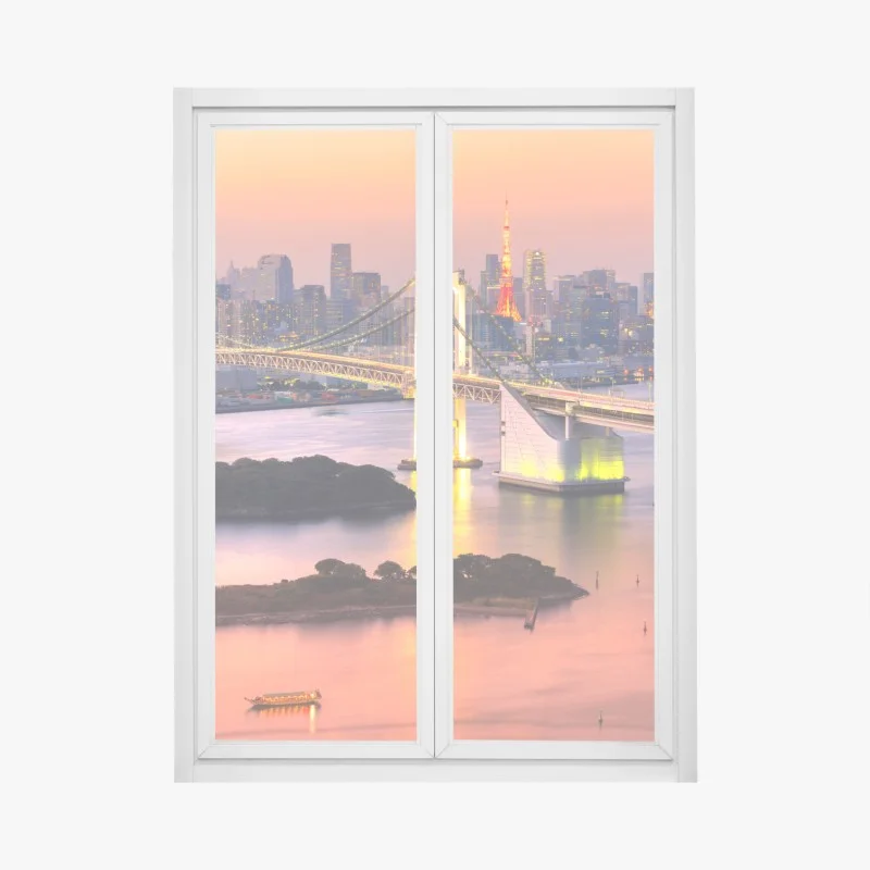 Window decal Tokyo skyline at sunset