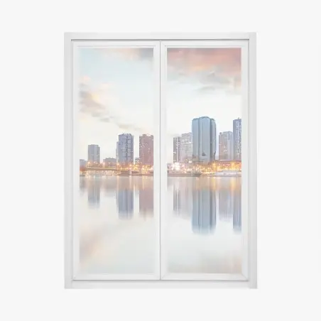 Window decal Paris skyline at sunset with Eiffel Tower • Wallissimo®