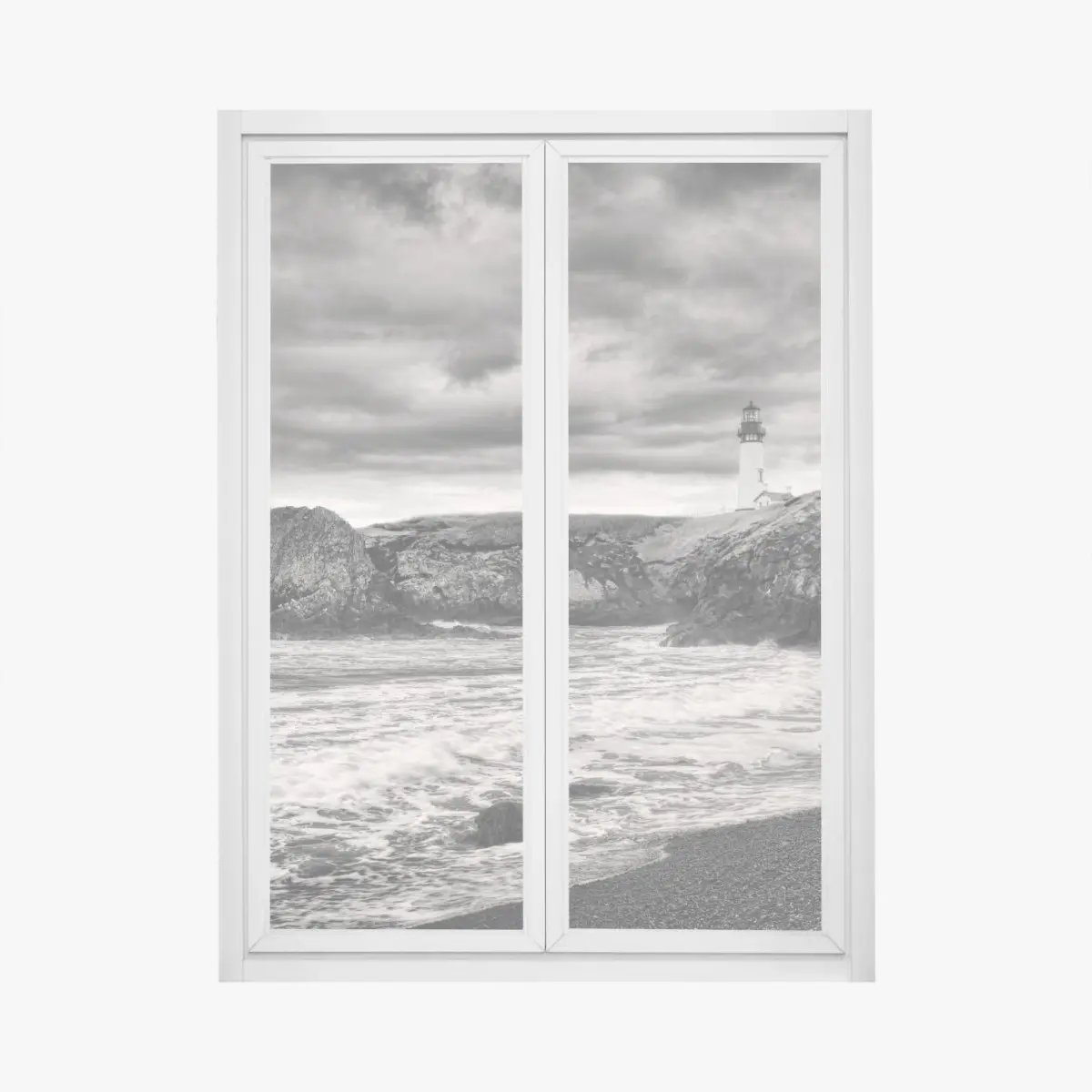 Window decal Yaquina Bay Lighthouse on stormy coast • Wallissimo® Window decal Yaquina Bay Lighthouse on stormy coast • Wallissimo®