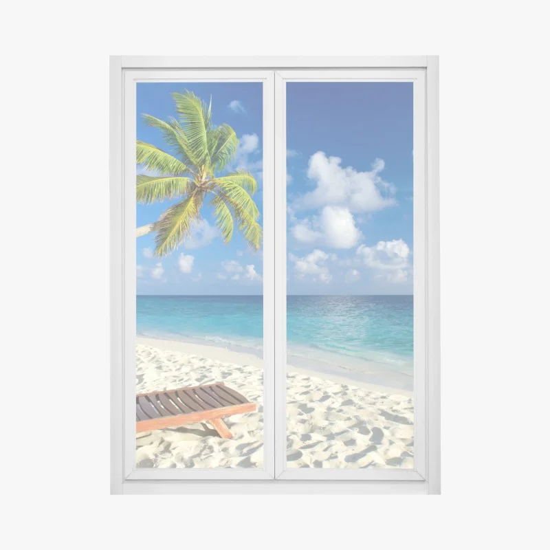 Window decal tropical Maldives beach escape