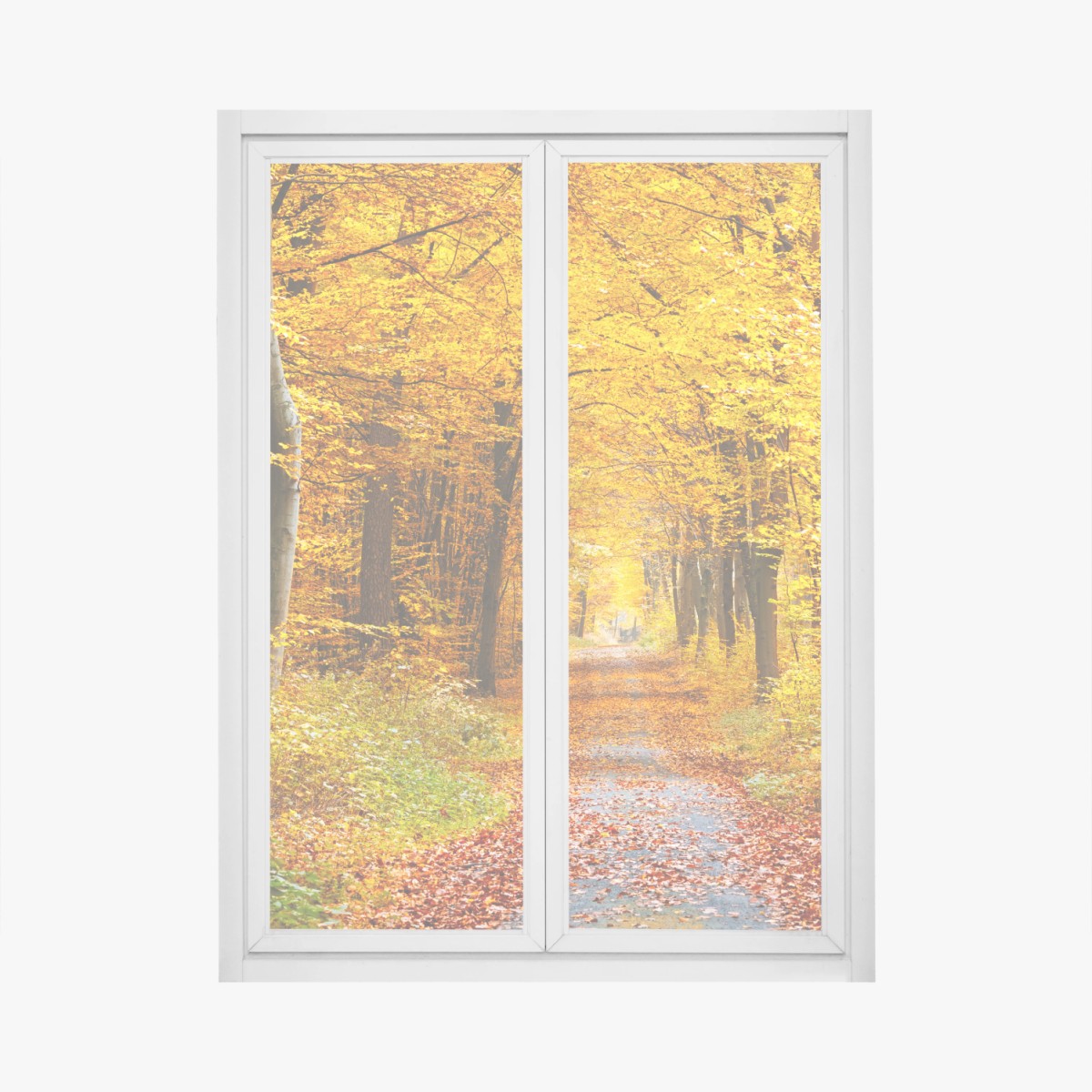 Window decal golden autumn forest pathway ⁕ Wallissimo® Window decal golden autumn forest pathway ⁕ Wallissimo®