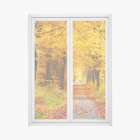 Window decal golden autumn forest pathway • Wallissimo®