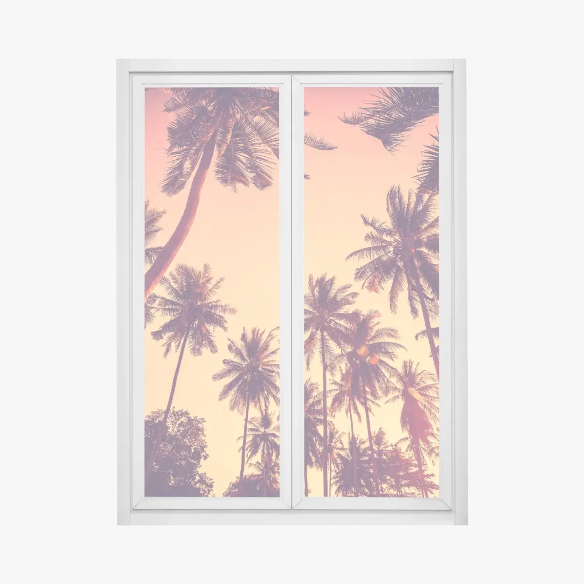 Window decal vintage tropical sunset palm silhouettes • Wallissimo® Window decal vintage tropical sunset palm silhouettes • Wallissimo®
