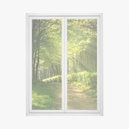 Window decal sunlit forest path in green summer • Wallissimo®