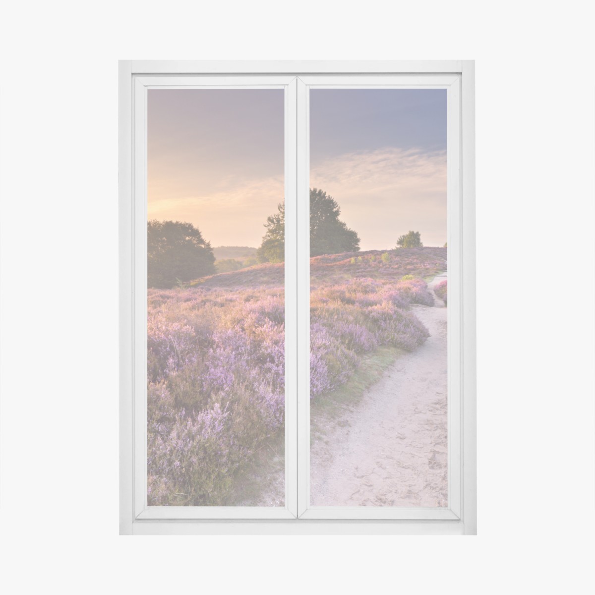 Window decal Posbank sunrise heather path • Wallissimo® Window decal Posbank sunrise heather path • Wallissimo®