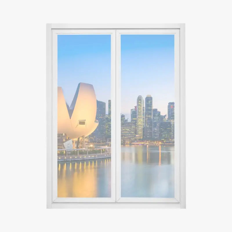 Window decal Singapore skyline at twilight