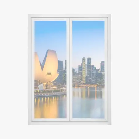 Window decal Singapore skyline at twilight • Wallissimo®