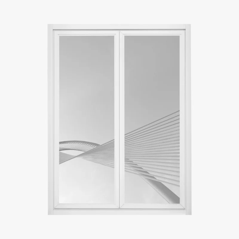 Window decal monochrome cable bridge lines