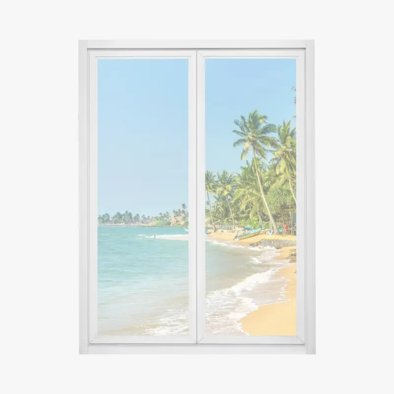Window decal tropical palm beach seascape