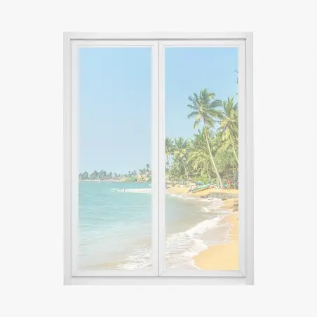 Window decal tropical palm beach seascape • Wallissimo®