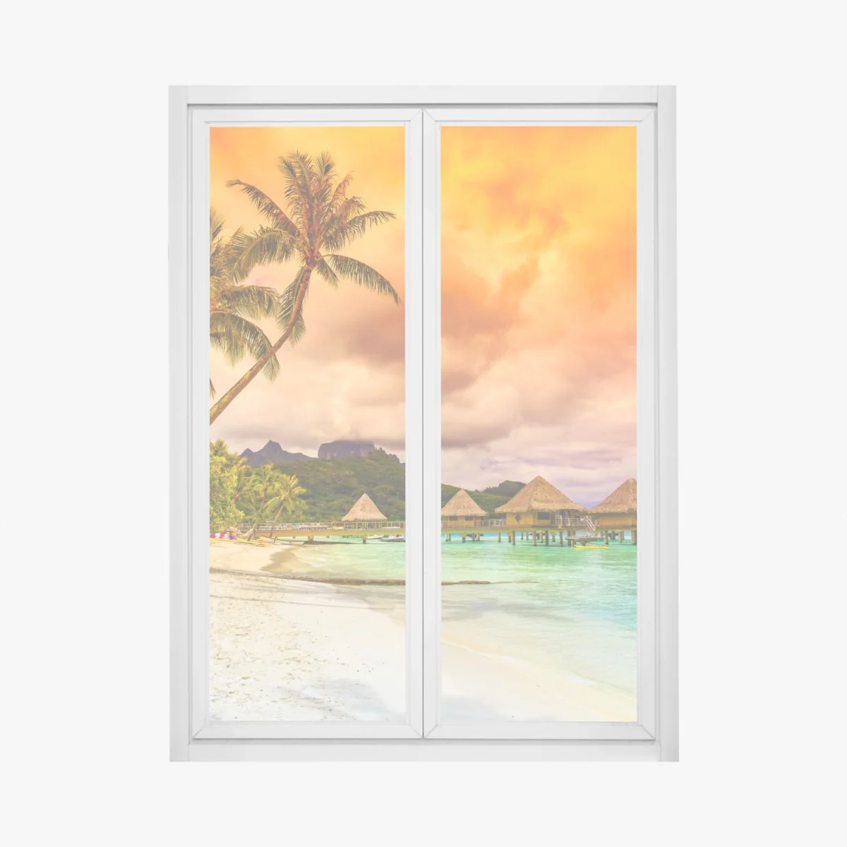 Window decal sunset at Bora Bora overwater bungalows • Wallissimo® Window decal sunset at Bora Bora overwater bungalows • Wallissimo®