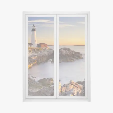 Window decal Portland Head Lighthouse sunrise seascape • Wallissimo®