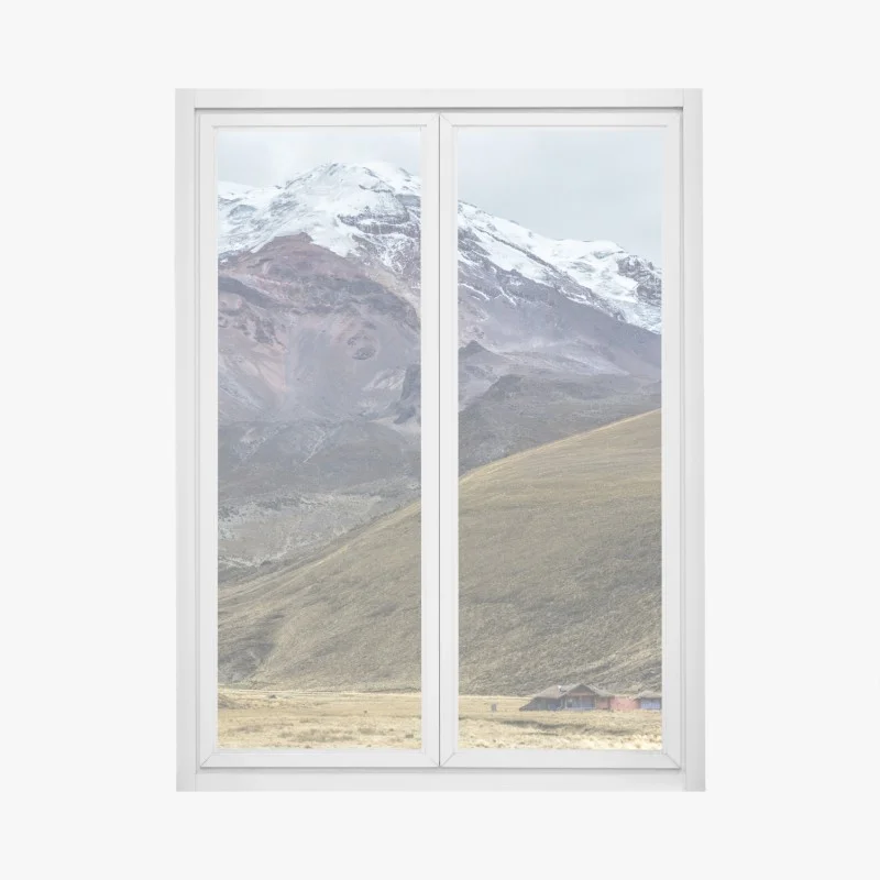 Window decal majestic snow-capped mountain valley