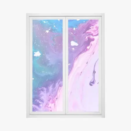 Window decal vibrant blue and purple abstract fluid art • Wallissimo®
