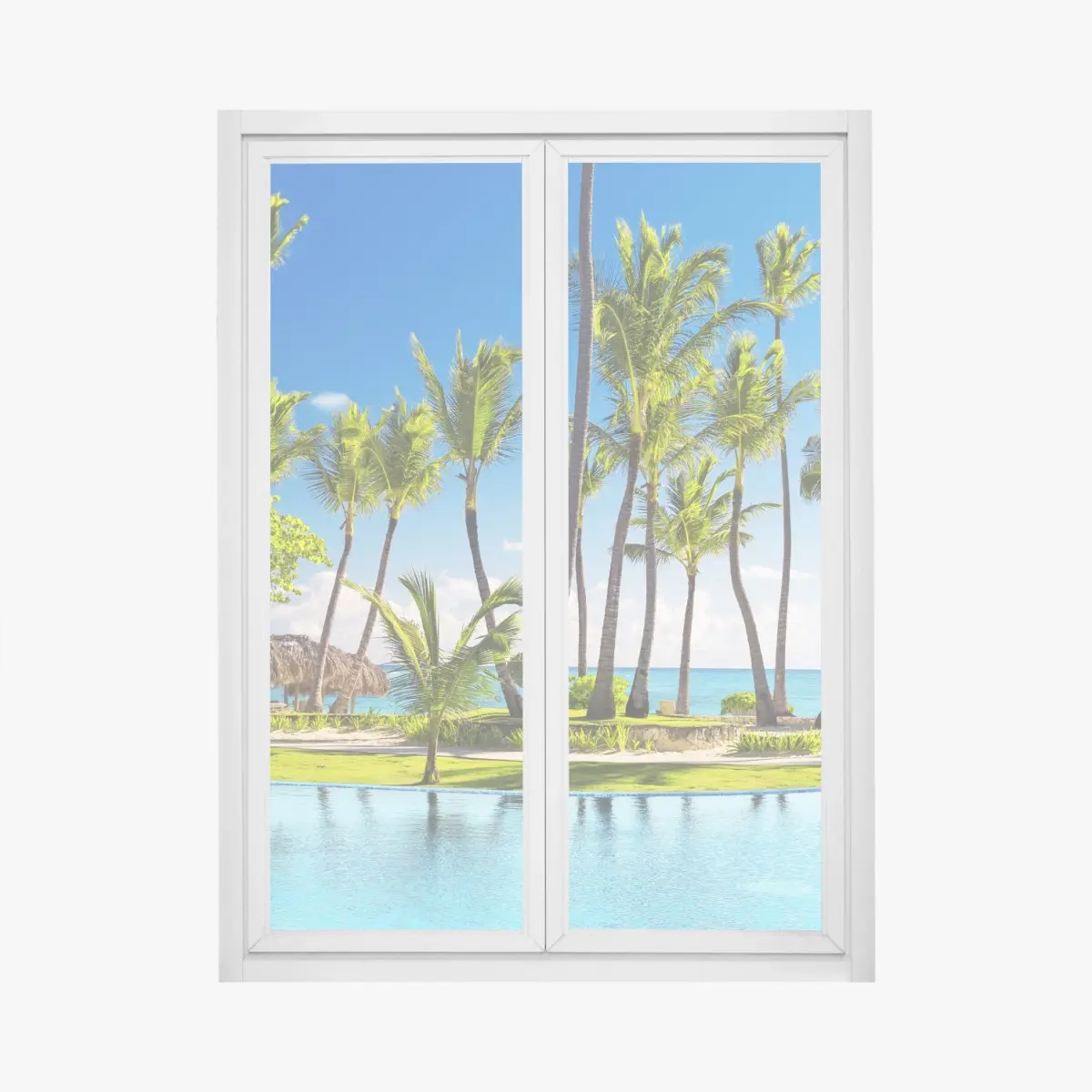 Window decal tropical beach retreat in Punta Cana • Wallissimo® Window decal tropical beach retreat in Punta Cana • Wallissimo®