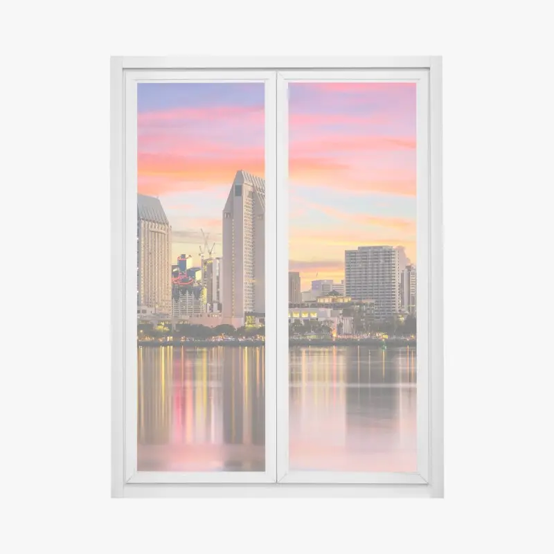 Window decal San Diego skyline at sunset