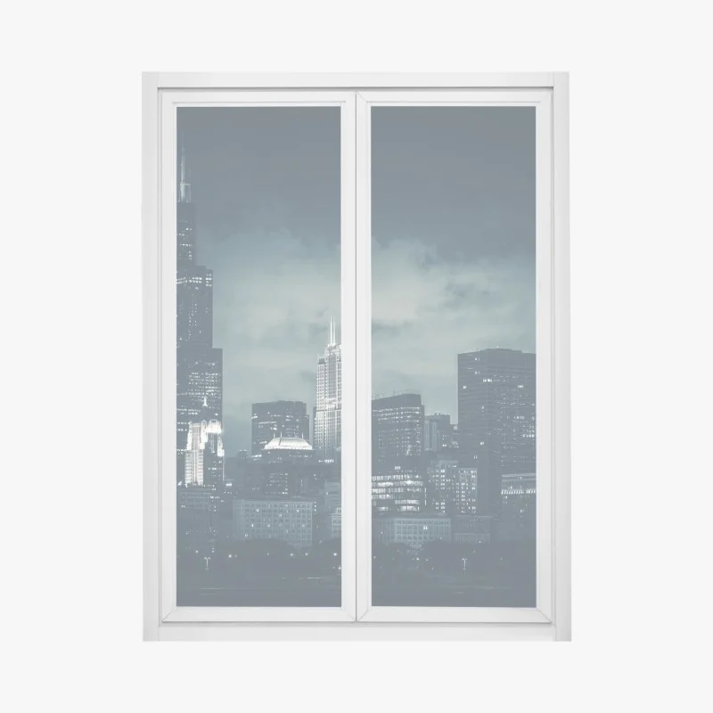 Window decal Chicago city skyline in deep blue