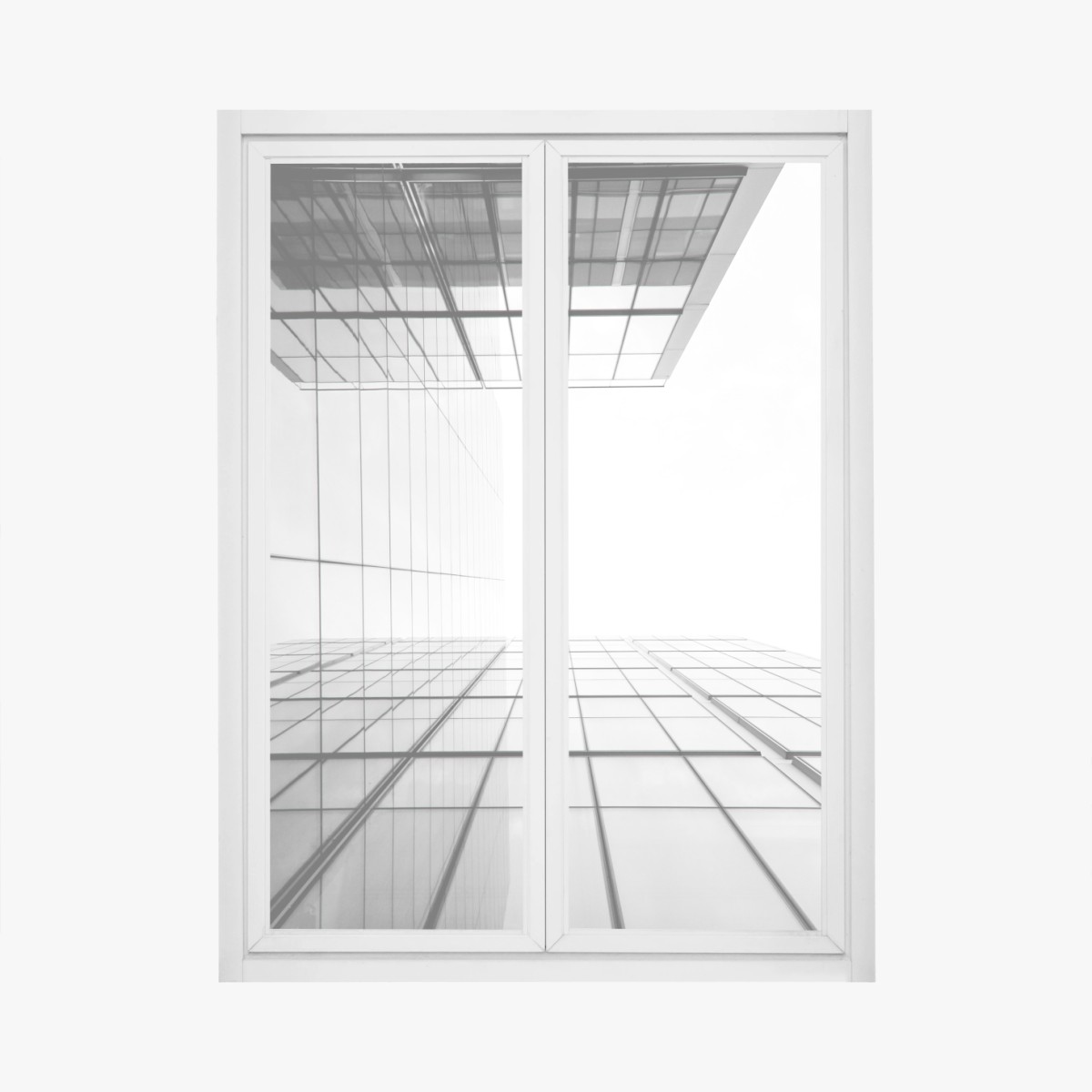 Window decal minimalist glass skyscraper perspective • Wallissimo® Window decal minimalist glass skyscraper perspective • Wallissimo®