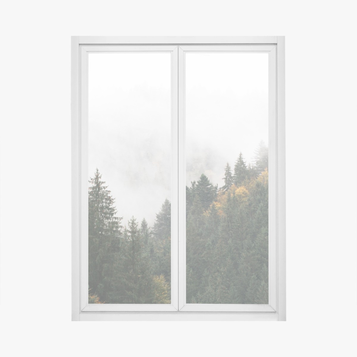Window decal misty mountain forest with fog • Wallissimo® Window decal misty mountain forest with fog • Wallissimo®