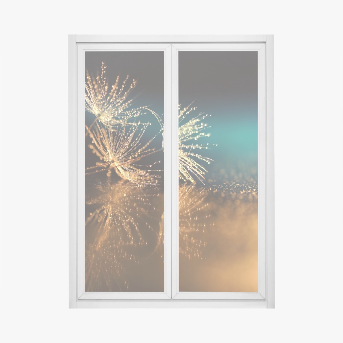 Window decal golden dandelion seed reflection • Wallissimo® Window decal golden dandelion seed reflection • Wallissimo®