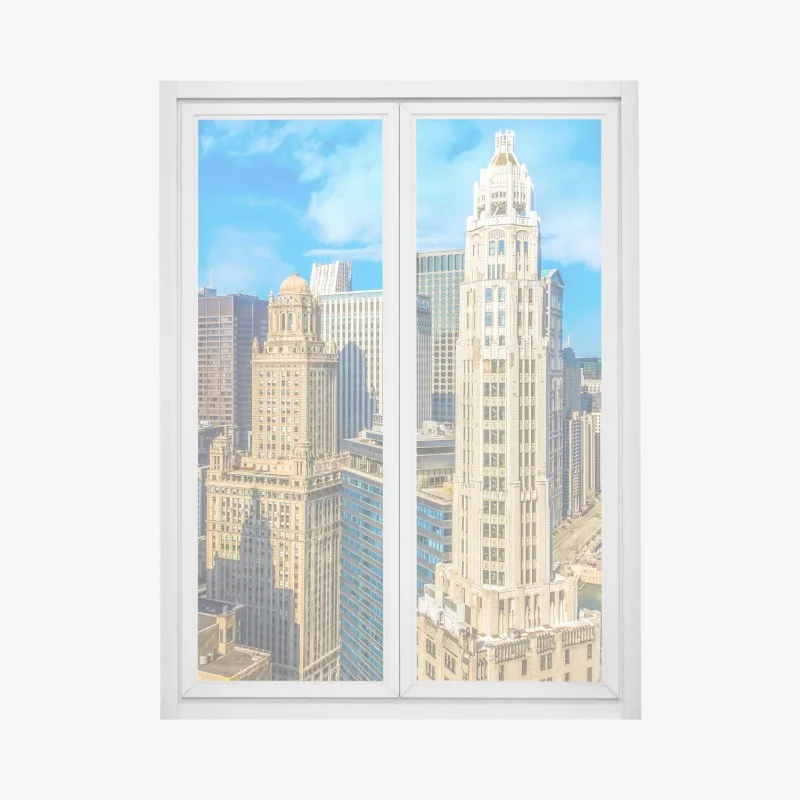 Window decal Chicago skyline over the river