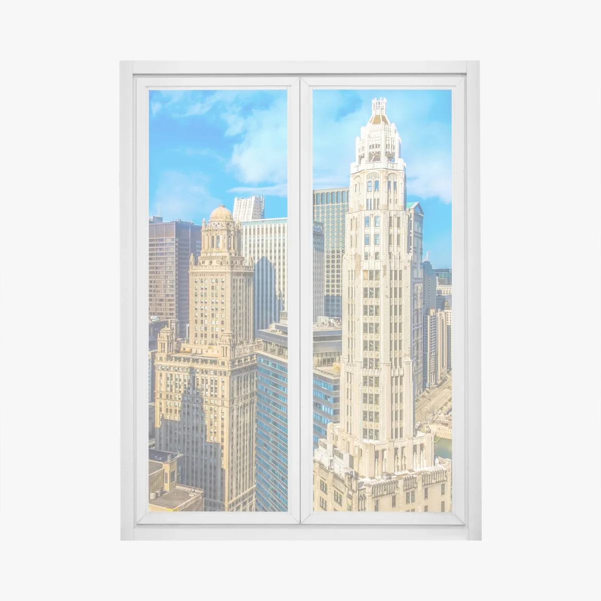 Window decal Chicago skyline over the river • Wallissimo® Window decal Chicago skyline over the river • Wallissimo®