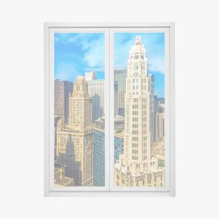 Window decal Chicago skyline over the river • Wallissimo®