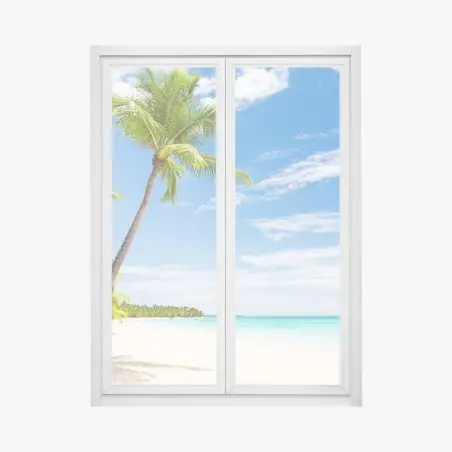 Window decal palm-fringed beach in Punta Cana • Wallissimo®