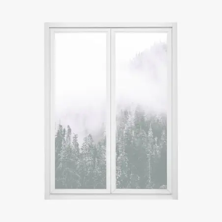 Window decal misty evergreen forest in fog • Wallissimo®