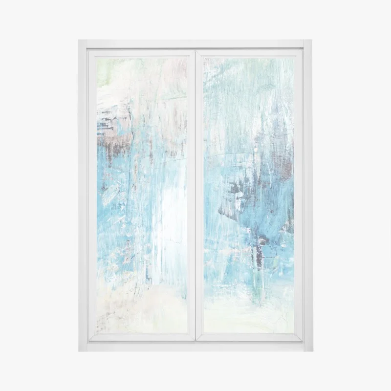 Window decal turquoise abstract oil painting texture