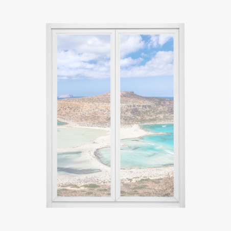 Window decal turquoise lagoon beach panorama • Wallissimo®