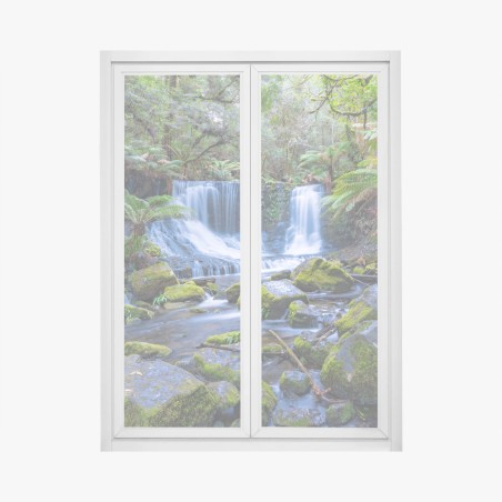 Window decal serene forest waterfall retreat • Wallissimo®