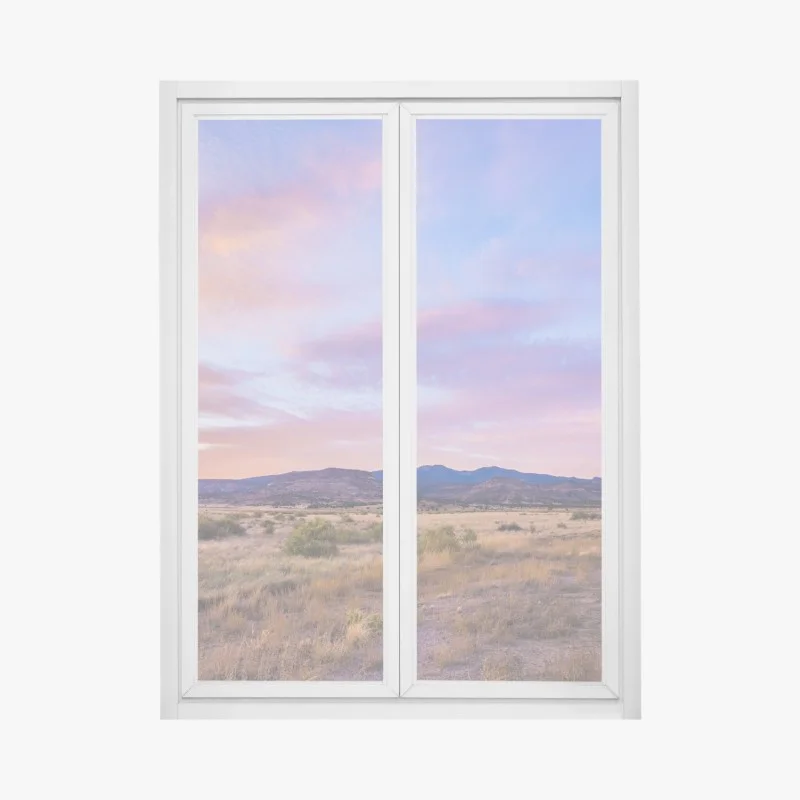Window decal pastel sunset over desert mountains