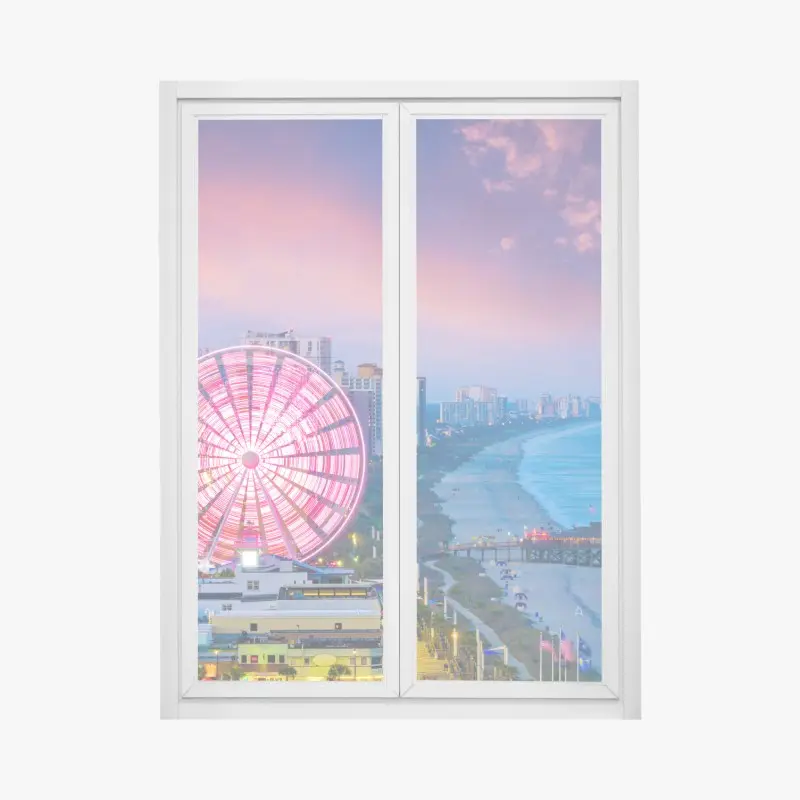 Window decal Myrtle Beach sunset skyline with ferris wheel