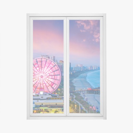 Window decal Myrtle Beach sunset skyline with ferris wheel • Wallissimo®