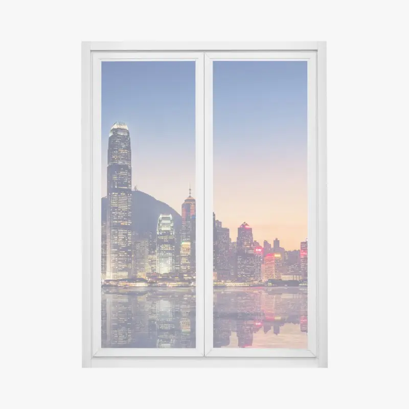 Window decal Hong Kong skyline at twilight