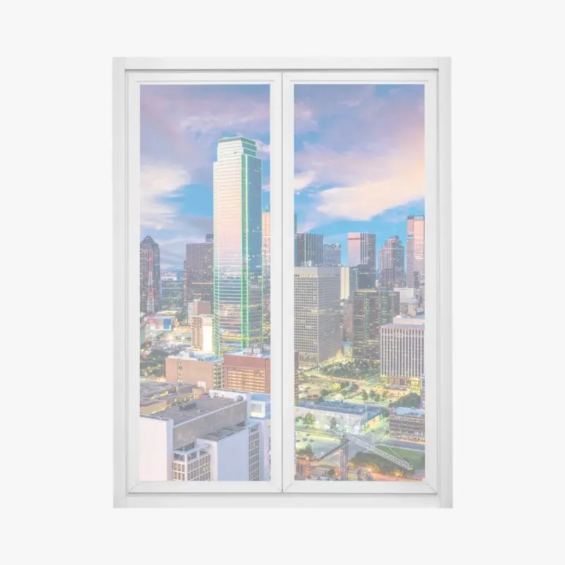 Window decal Dallas skyline at dusk