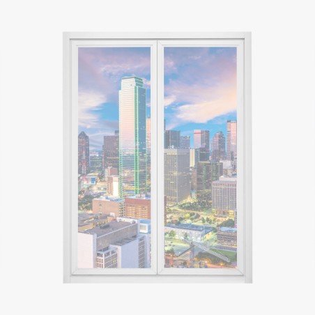 Window decal Dallas skyline at dusk • Wallissimo®