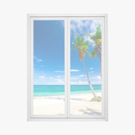 Window decal tropical palms on a turquoise beach • Wallissimo®