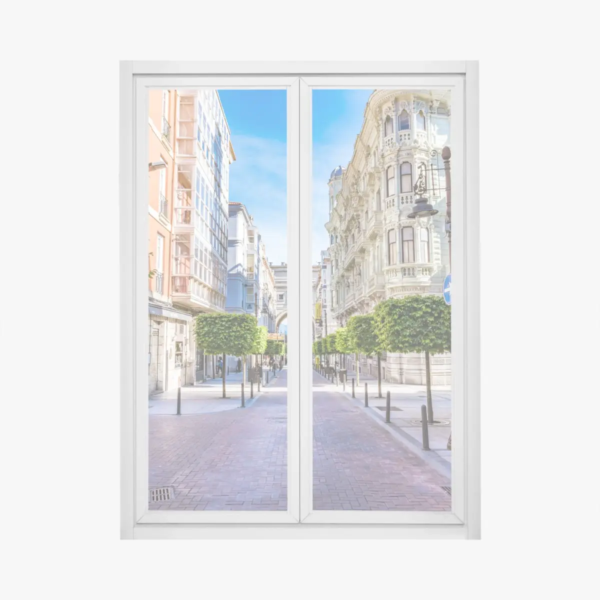 Window decal Santander city street with historic arch • Wallissimo® Window decal Santander city street with historic arch • Wallissimo®