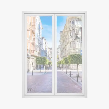 Window decal Santander city street with historic arch • Wallissimo®
