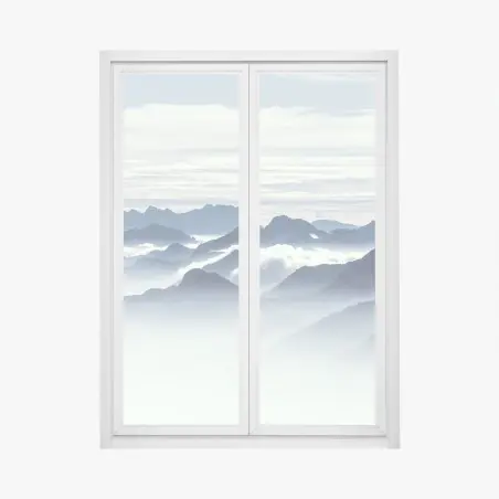 Window decal misty mountain layers at dawn • Wallissimo®