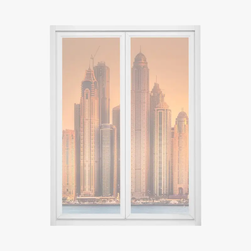 Window decal Dubai skyline in golden light